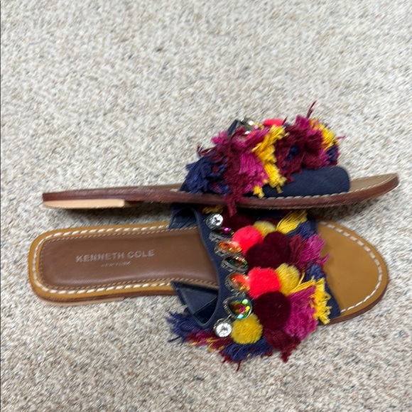 Kenneth Cole Women's Multicolor Pom Pom & Rhinestone Slide Sandals - Picture 11 of 11